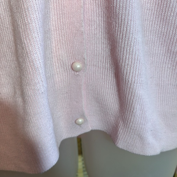 Elizabeth Williams Y2K Pale Pink Twinset Cardigan Thin Ribbed Sweater Medium - Picture 10 of 16